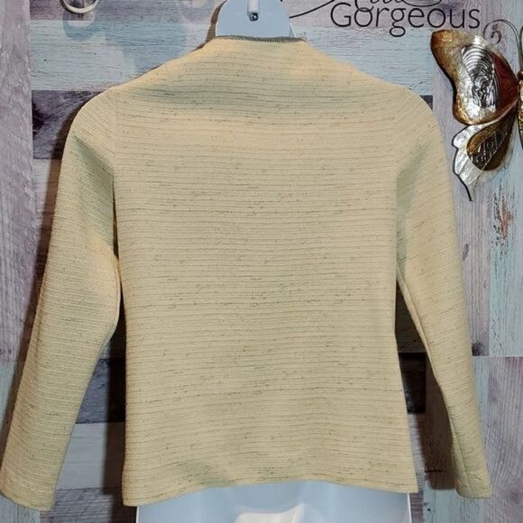 Vintage Gold & Blue Heathered Double Knit Jacket Cottagecore Sz M? Grannycore - Picture 6 of 6